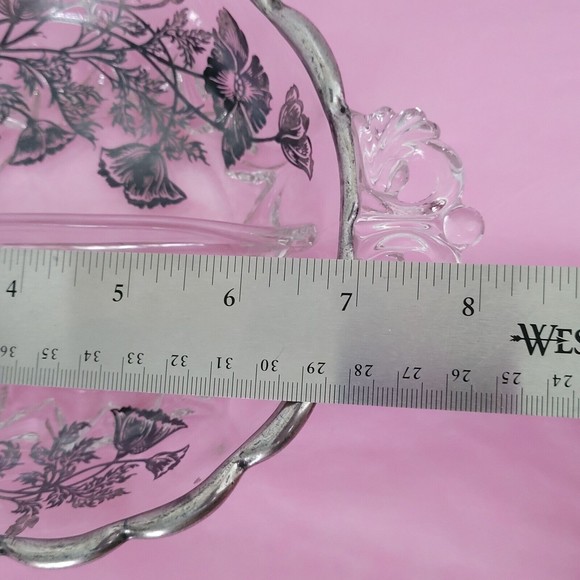 Vintage 2 Part Divided Relish Dish Poppies Silver Overlay Silver City Flanders - Picture 10 of 12